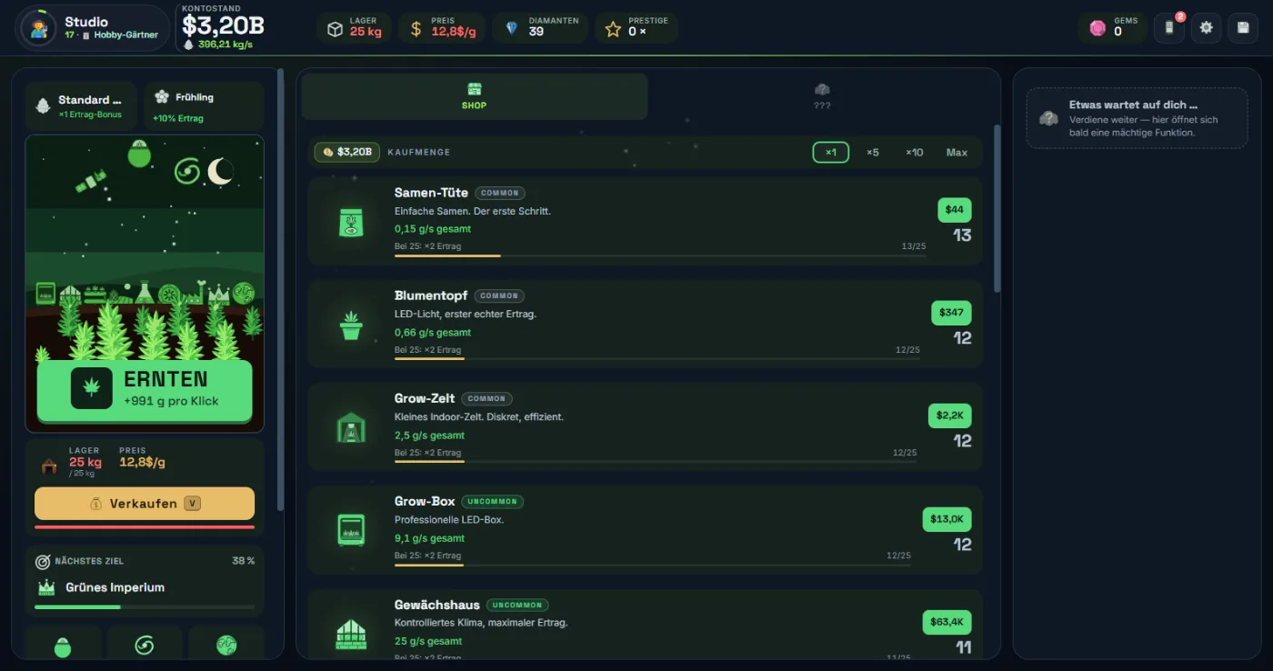 Weed Empire am PC: Farm und Shop